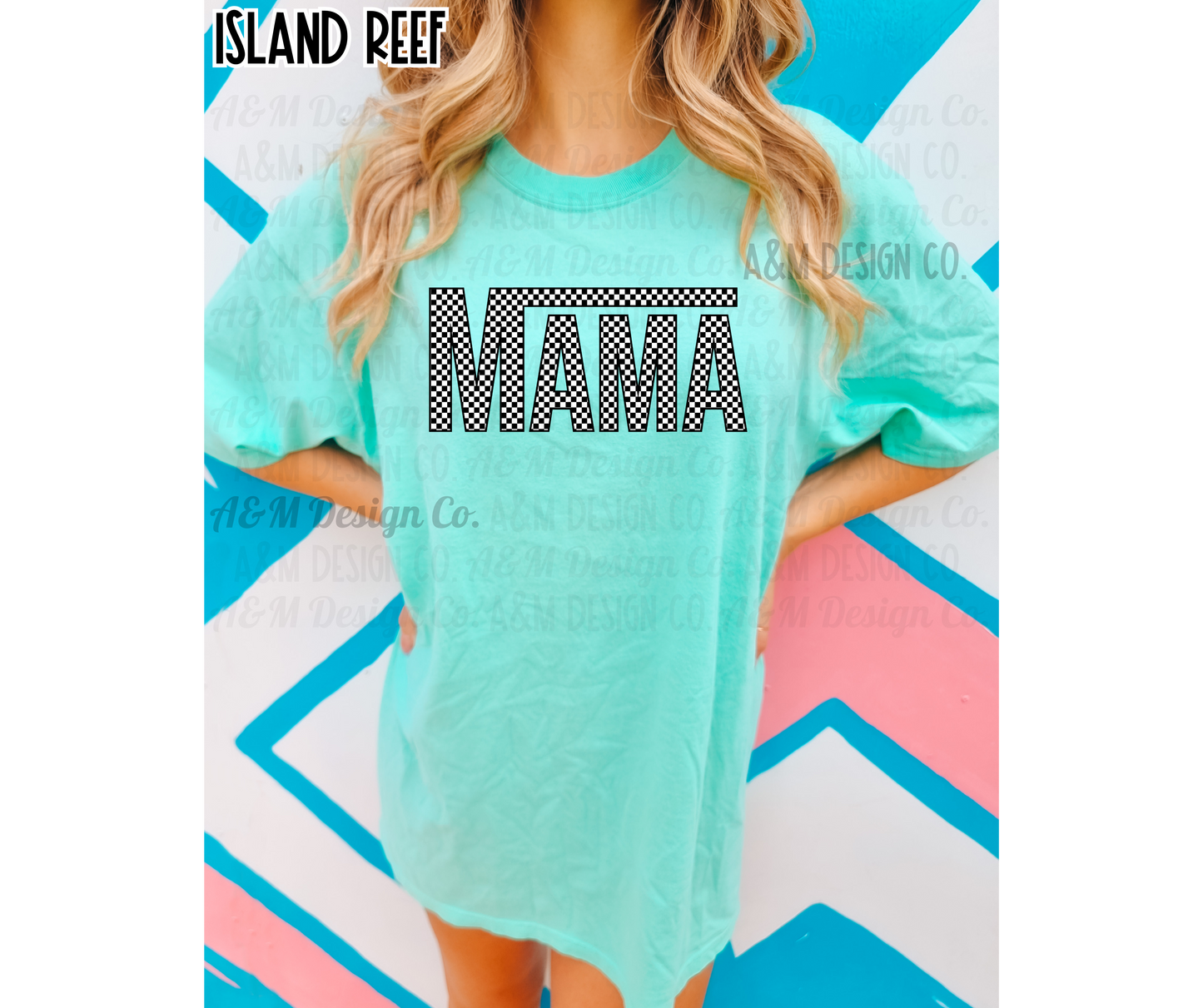 Checkered Mama Tee-Comfort Colors