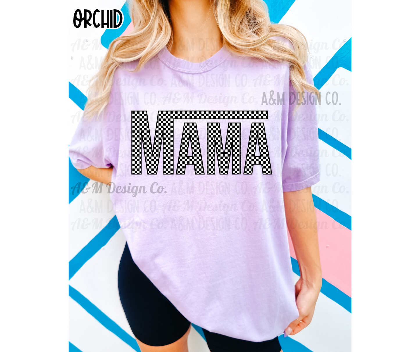 Checkered Mama Tee-Comfort Colors