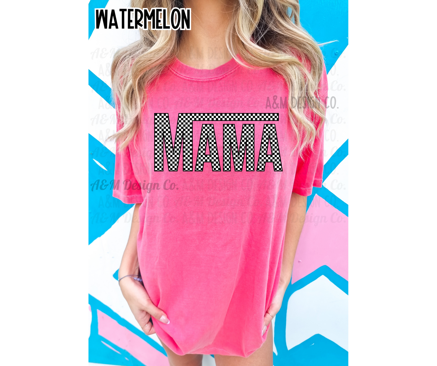 Checkered Mama Tee-Comfort Colors