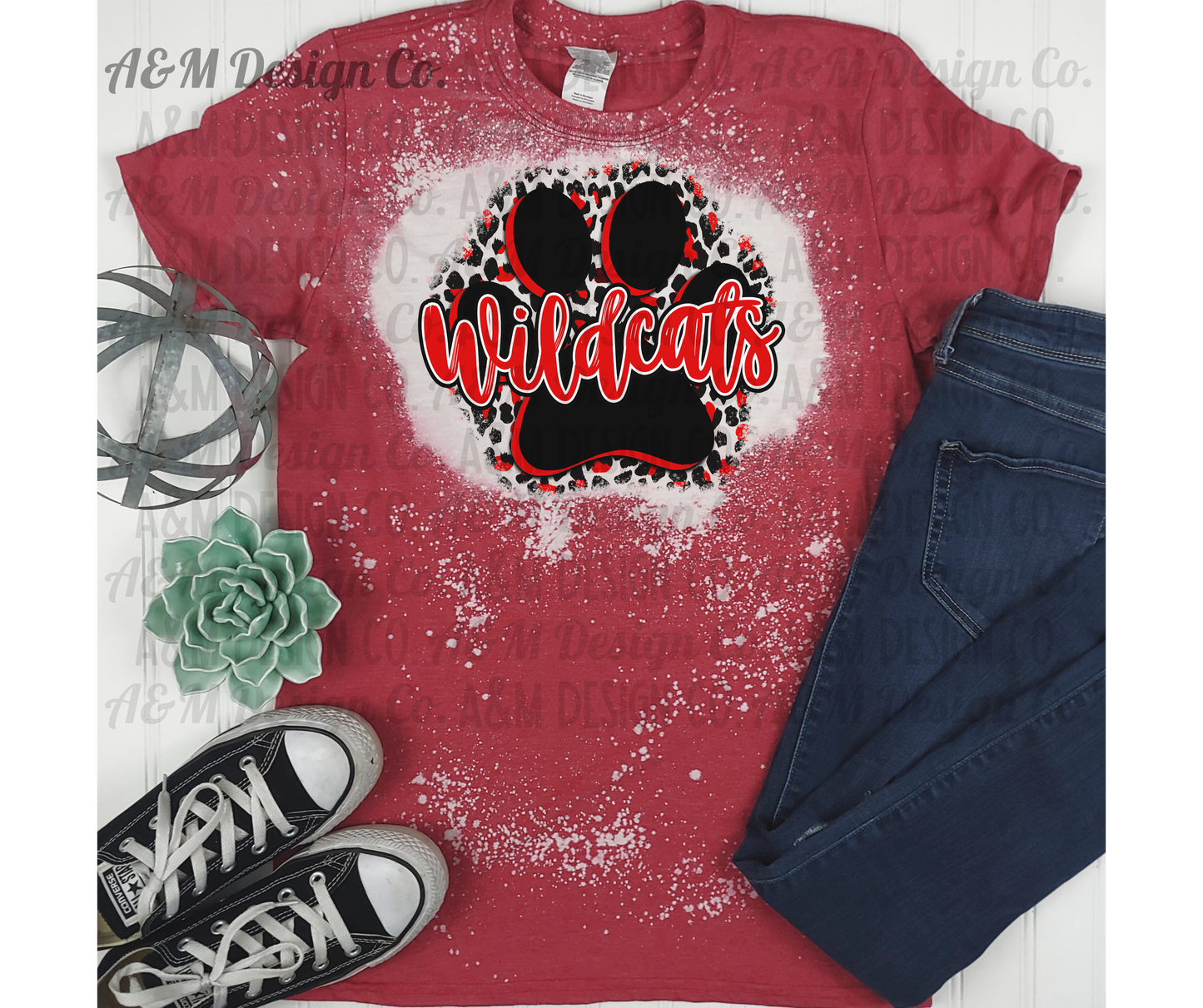 Wildcats Paw Print Bleached Tee