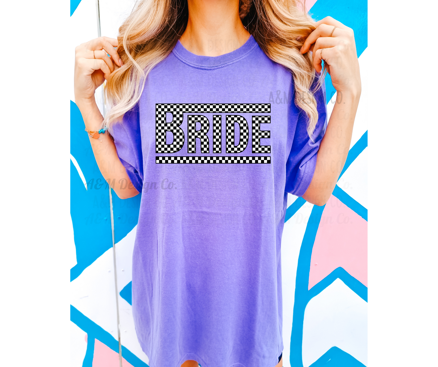 Checkered Bride Tee-Comfort Colors