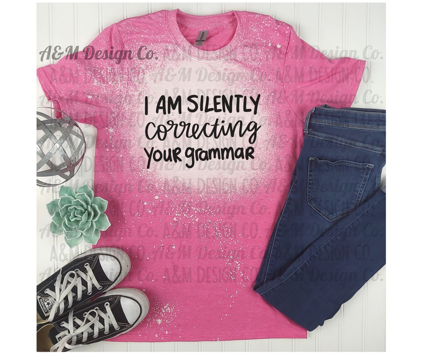 I Am Silently Correcting Your Grammar Bleached Tee