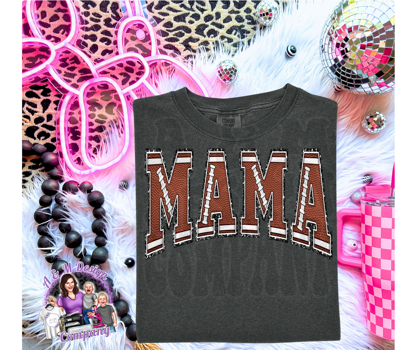 Varsity Football Mama w/ Faux Glitter