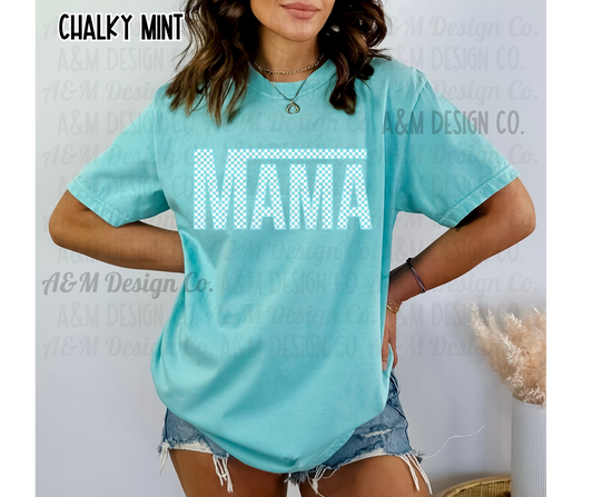 Teal Checkered Mama-Chalky Mint Comfort Colors