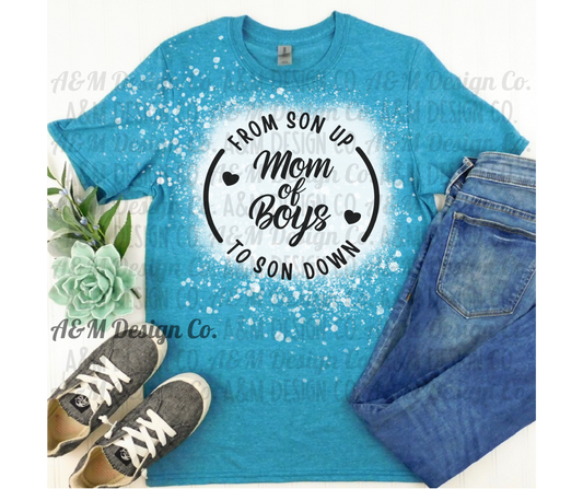 Mom of Boys Bleached Tee