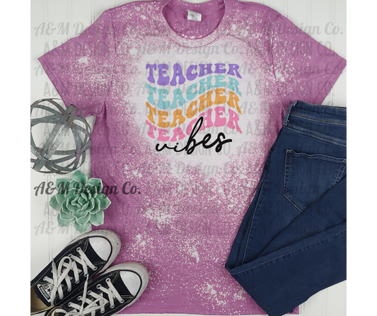 Teacher Vibes Bleached Tee