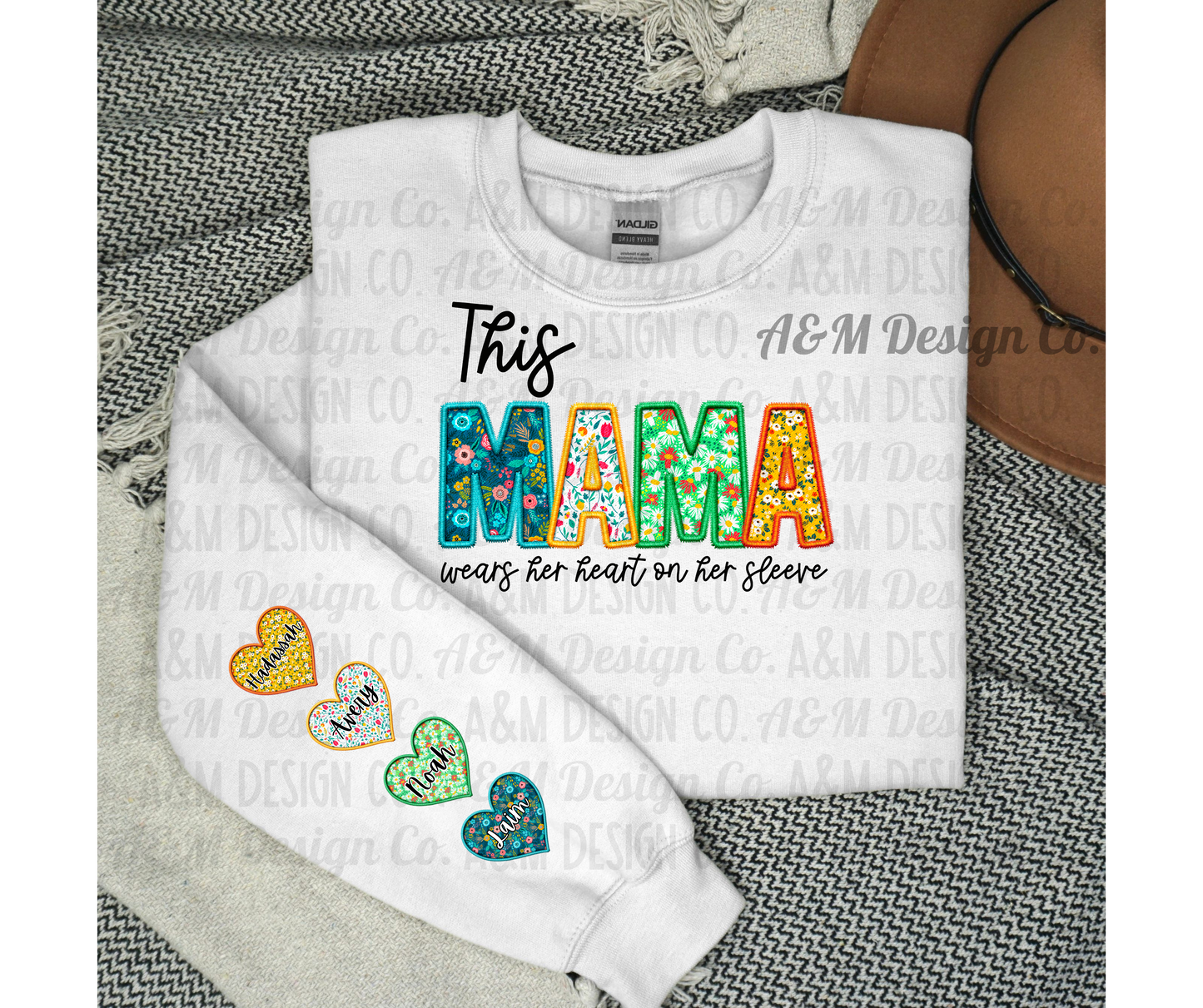 This Mama Wears Her Heart on Her Sleeve-Black